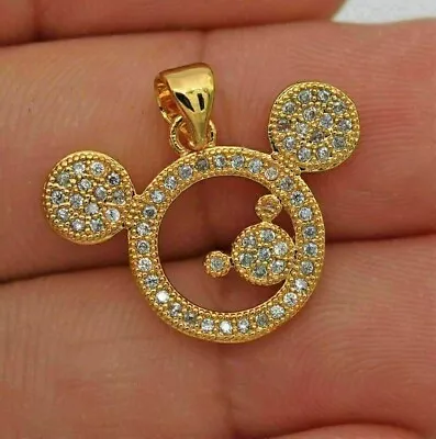 2.27 Ct Round Cut Simulated Diamond Mickey Mouse Pendant 14k Yellow Gold Plated • $69.99