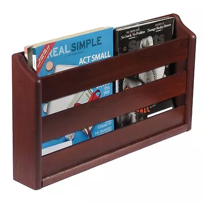 $58.09 • Buy Wooden Mallet Doublewide Oak Magazine Rack, Wall Mount Or Tabletop, Mahogany