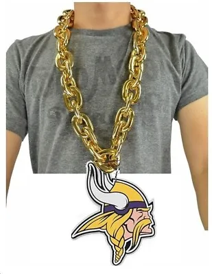 New NFL MINNESOTA VIKINGS HEAD FOAM LOGO BIG FAN CHAIN GOLD Necklace • $32.18