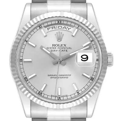 Rolex Day Date President White Gold Silver Dial Mens Watch 118239 • $22930