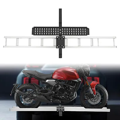 500LBS Hitch-mounted Carrier Motorcycle Bracket With Ramp For Dirt Bike Aluminum • $142.83