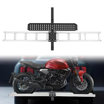 500lbs Motorcycle Scooter Carrier Bike Hitch Mount Rack W/Ramp Aluminum Carrier • $142.83