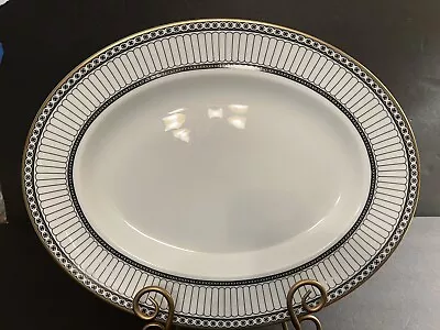 Wedgwood China COLONNADE BLACK Oval Serving Meat Platter 14” Exc • $69.99