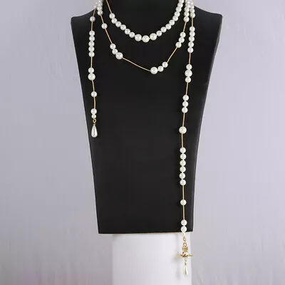 Vivienne Westwood Gold Pearl Orb Long Choker Pendant Necklace • $36.87