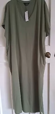 BNWT Yours Maxi Tshirt Dress Size 18 Khaki With Pockets • £7.59