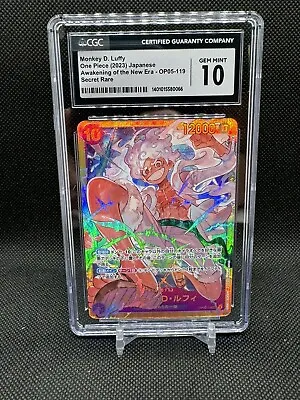 CGC 10 GEM MINT Monkey D. Luffy OP05-119 Awakening Of The New Era One Piece • $29.99