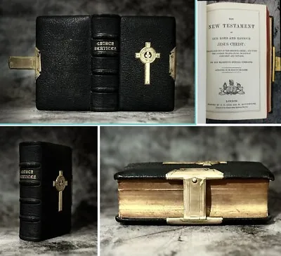 Antique 1870 Old Bible & Prayer Book Embossed Leather Clasps Eyre & Spottiswoode • £59.95