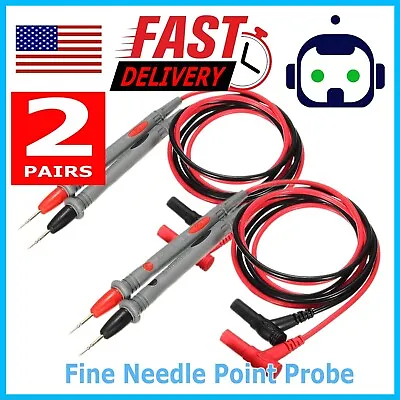 2 Pair Multimeter Voltmeter Cable Thin Needle Tester Unique Probe Test Lead Cord • $7.99