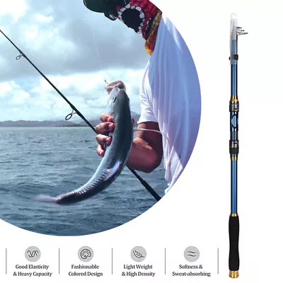 Ultralight Carbon Fiber Telescopic Fishing Rod Travel Spinning Rod Pole 2.1m/7FT • $13.09