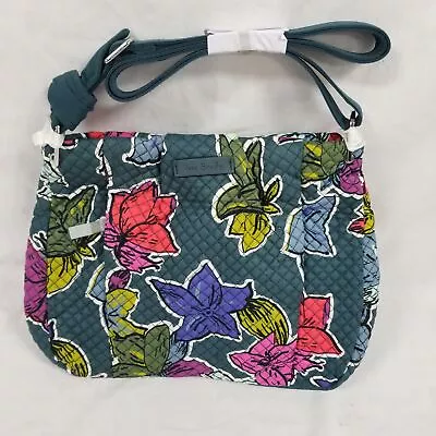 NEW Vera Bradley Quilted Grey Falling Flowers Hadley Crossbody Purse Bag • $22