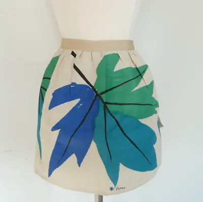 Apron Made From Vera Neumann Linen Kitchen Tea Towel Leaf Print Vintage MCM • $28.98