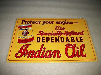 Vintage Look Indian Motorcycle 0il  Usa Made 12  Steel Advertising Sign • $59.95