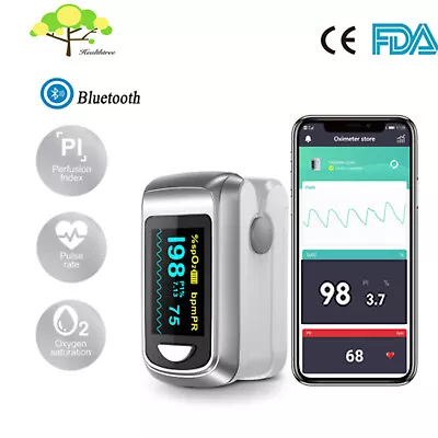 FingerTip Oximeter Bluetooth Heart Rate Blood Oxygen Saturation Monitor With App • $25.99