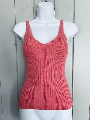 $22.95 • Buy Anthropologie Coral Sweater Knit Top XS Sleeveless Pullover V-Neck Tank Cotton