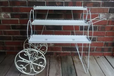 $50 • Buy Vintage Mid Century Metal 3 Tiered Plant Stand Cart