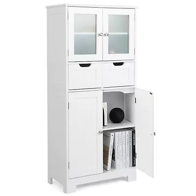 Bathroom Storage Cabinet Kitchen Pantry Cabinet Shelves Cupboard Organizer White • $157.95