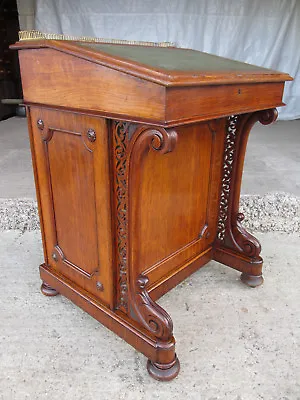 Superb Victorian Oak Davenport Desk Lined Inner Leather Top Brass Gallery (515) • £1395