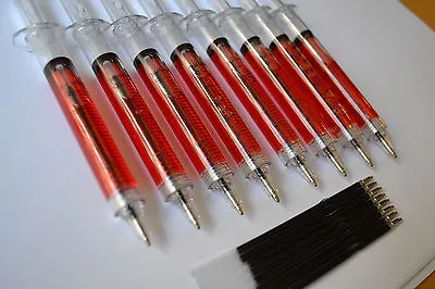 £7.49 • Buy 8 NOVELTY SYRINGE PENS (BLOOD OR MIXED)- Great Value Halloween Nurses Party Bags