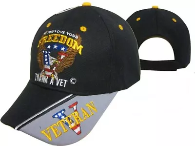 Vietnam Veteran Patriotic Eagle USA V Freedom Eagle Black Gray Baseball Cap Hat • $12.88