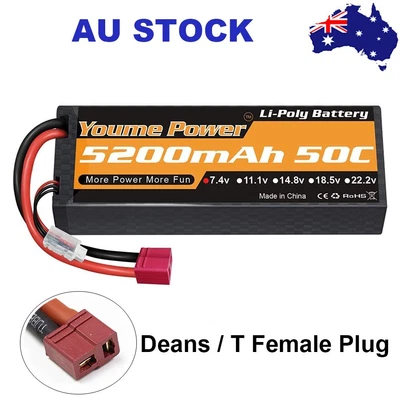 $25.99 • Buy Youme 2S 7.4V 5200mAh 50C Deans Hardcase Lipo Battery For RC Truck Car Drone AU