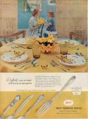 1956 1847 ROGERS BROTHERS Daffodil Silver Plate Flat Silverware Vintage Print Ad • $6.95