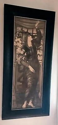 Vintage Deco Black & Gray Picture Barefoot Woman W/ Flowers..local Pickup Only • $25