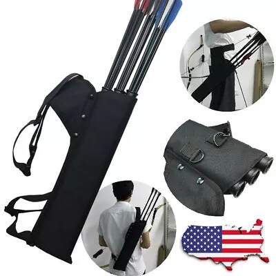 Archery 3 Tubes Arrow Quiver Shoulder Back Bag Waist Adjustable Target Hunting • $24.43