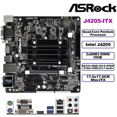 ASROCK J4205-ITX Motherboard Mini-ITX Intel J4205 DDR3 16GB SATA3 HDMI SPDIF+I/O • $101