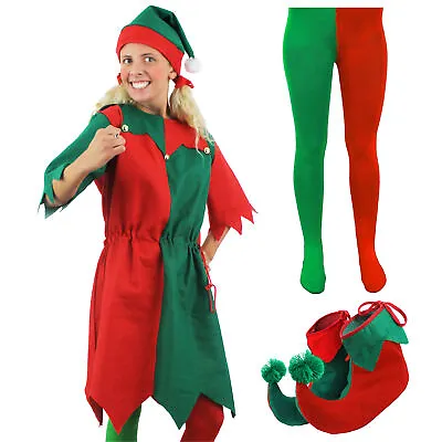 £22.99 • Buy Ladies Elf Costume Santas Little Helper Adult Xmas Christmas Fancy Dress Xs-4xl