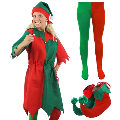 £18.99 • Buy Ladies Elf Costume Santas Little Helper Adult Xmas Christmas Fancy Dress Xs-4xl