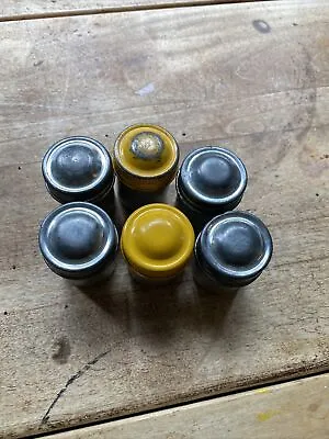 $20 • Buy Lot Of 6 Vintage Metal Embossed 35mm Film Canisters. 2 With Yellow Cap, Empty