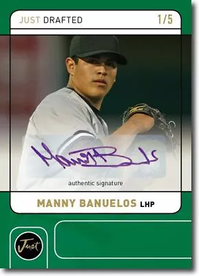 MANNY BANUELOS 2011 Just DRAFTED Rookie Autograph GREEN Auto RC #/5 • $38.99