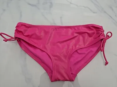 Marie Meili Hipster Ruched Bikini Bottoms Swimwear Pants UK 12 M Sparkly Pink • £9.99