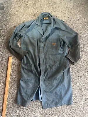 VTG Ben Davis Belted Shop Coat 44 Reg  VERY COOL Blue Metal Mechanic Work Wear • $63.37