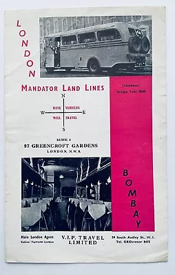1960 Timetable For LONDON - INDIA Mandator Bus Trips - 4 Page Flyer. • £1.45