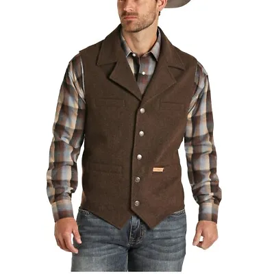 Powder River Outfitters Men's Wool Brown Heather Vest 98-1176-22 • $79.97