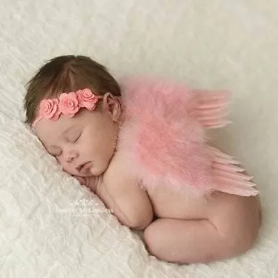 Feather Angel Wings Pink Newborn Props Baby Girl Outfit Infant Photo Costume  • $8