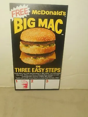 McDonald's BIG MAC 1983 BRITISH Stamp Card DERBY NEWCASTLE NOTTINGHAM TELFORD • $7.95