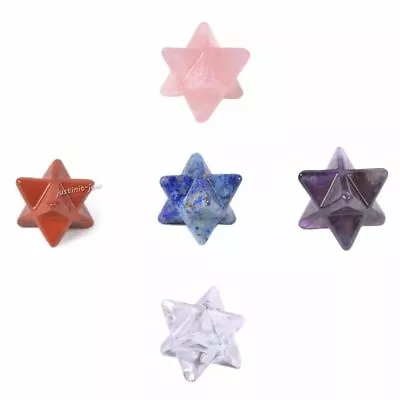 25mm Carved Gemstone Crystal Merkaba Star Healing Sacred Geometry Chakra Stone • £10.59