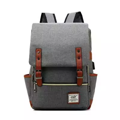 Large Canvas Leather Travel Backpack Rucksack Laptop School Bag For Women Men • $17.63