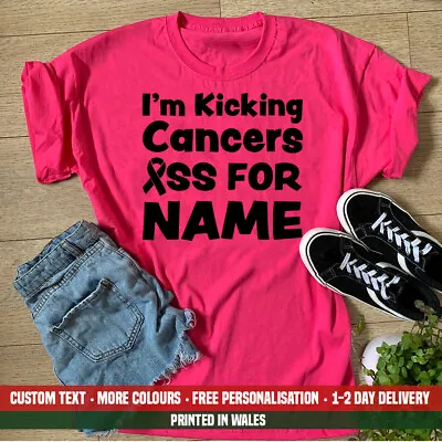 Ladies I'm Kicking Cancers Ass For Name T Shirt Race Run For Life Charity Top • £14.99