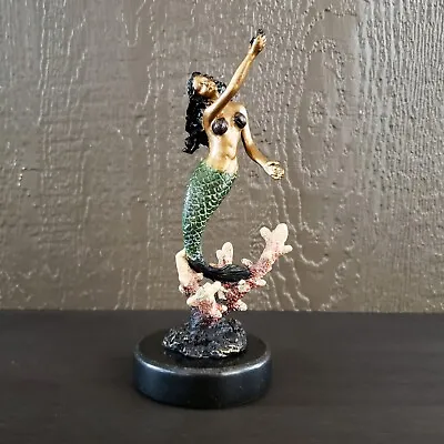 SPI Gallery Hand Painted Brass Marble Mermaid Ocean Theme Sculpture Ornament • $55