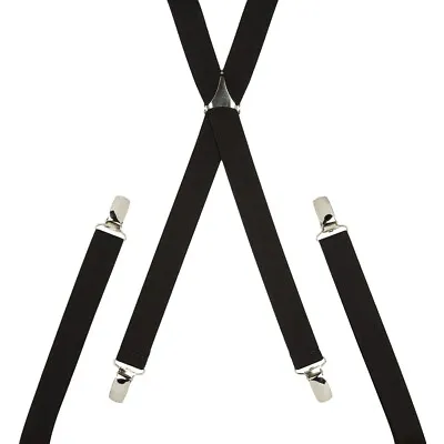 $16.81 • Buy Skinny Black Trouser Braces Elastic Suspenders Handmade In England