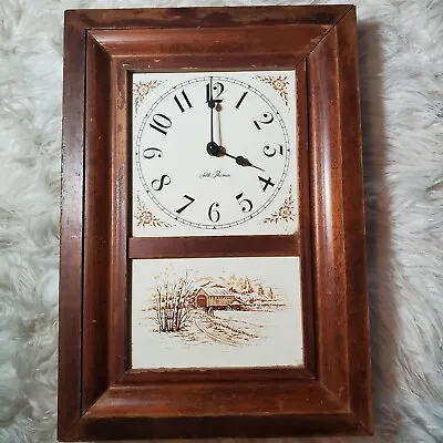 Vintage 1978 Seth Thomas Covered Bridge #2342 Country Style Wooden Mantle Clock • $39