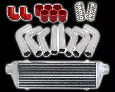 2.5  63mm Polished Aluminum Intercooler Pipe Kit+red Hose+clamp Universal • $168.99