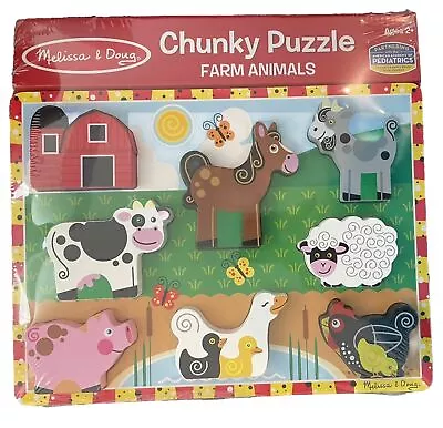 Melissa & Doug Chunky Wooden Farm Animals Puzzle NEW • $18.25