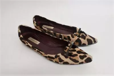 Marc Jacobs Mouse Ballet Flats Leopard Print Pony Hair Size 37.5 Pointed Toe • $57.75