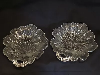 Vintage Indiana Glass Pebble Leaf Pattern Serving Plates Set Of 2 • $17