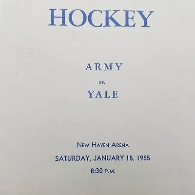 Yale Vs Army Hockey Gameday Program Roster New Haven Arena Connecticut 1955  • $19.97