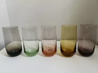 Vintage Colorful Moser Style Optic Glasses 8 Oz Set Of 5 • $17